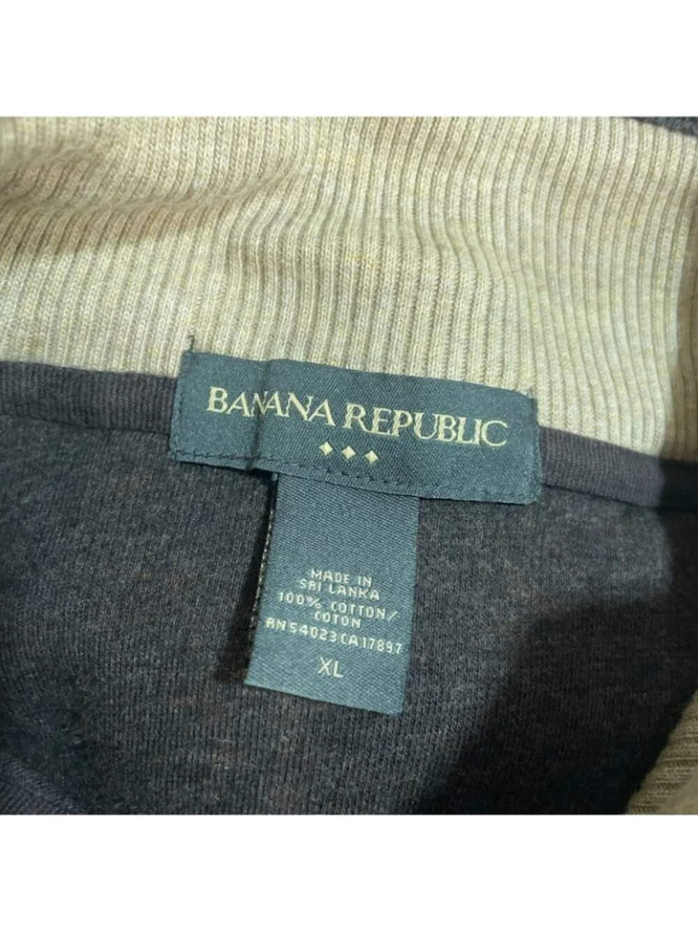 Banana Republic Men's XL Brown 1/4 Zip Pullover Sweater 100% Cotton F1362